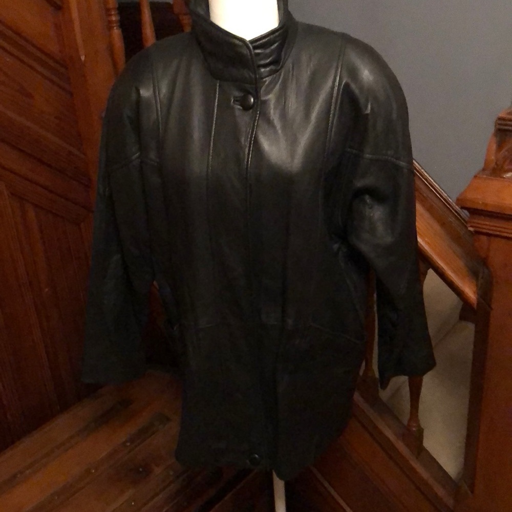 Vintage Outerwear 90s Black Leather Coat Sz PM